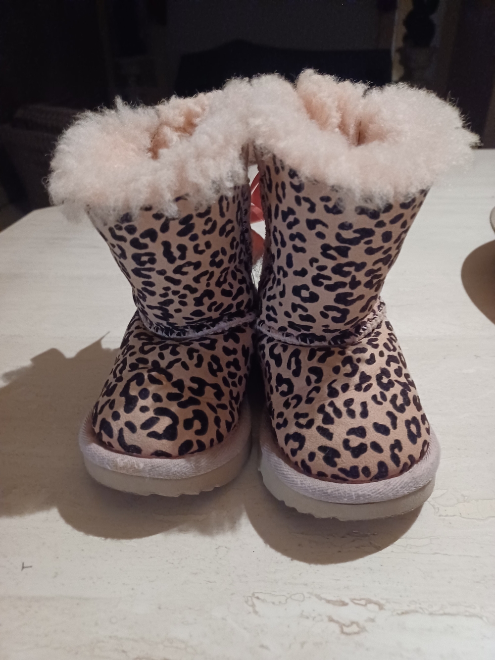 UGGS Kids Leopard Print Pink Faux-Fur Winter Boots--6 - Picture 7 of 7